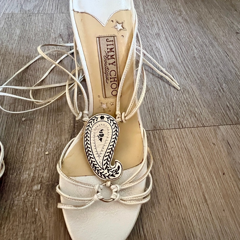 Jimmy Choo White Strappy Heels - Picture 5 of 9
